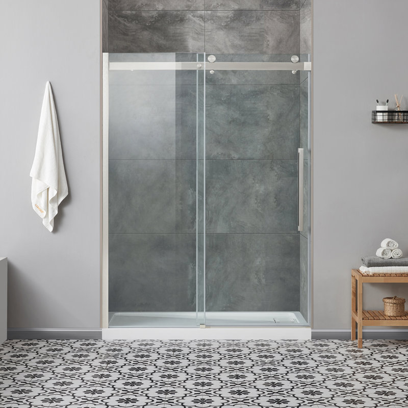 OVE Decors Bel Soft Close2-Piece 32" x 60" x 81" Base/Door Rectangular Alcove Shower Kit, Satin Nickel