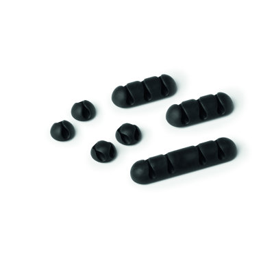 Pinces pour bureau de gestion des câbles durables CAVOLINE | 7 assortis | Graphite