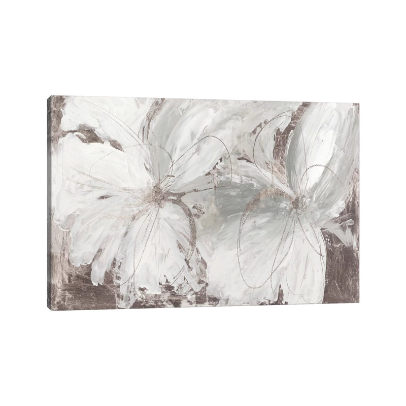 Silver Floral by Asia Jensen - Wrapped Canvas Painting, 152.5 cm H x 101.5 cm W