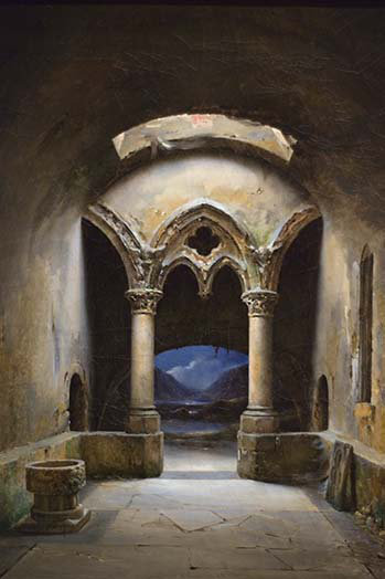 « gothic chapel » par charles-marie, impression de peinture, H 42 po x l 28 po x P 1,5 po