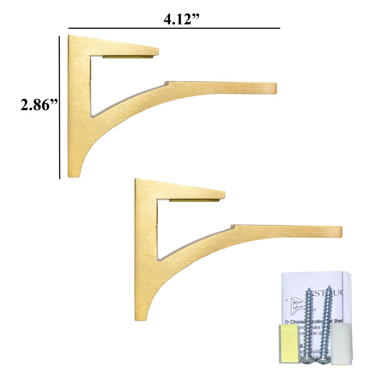 Glass Corner Shelf, Brass