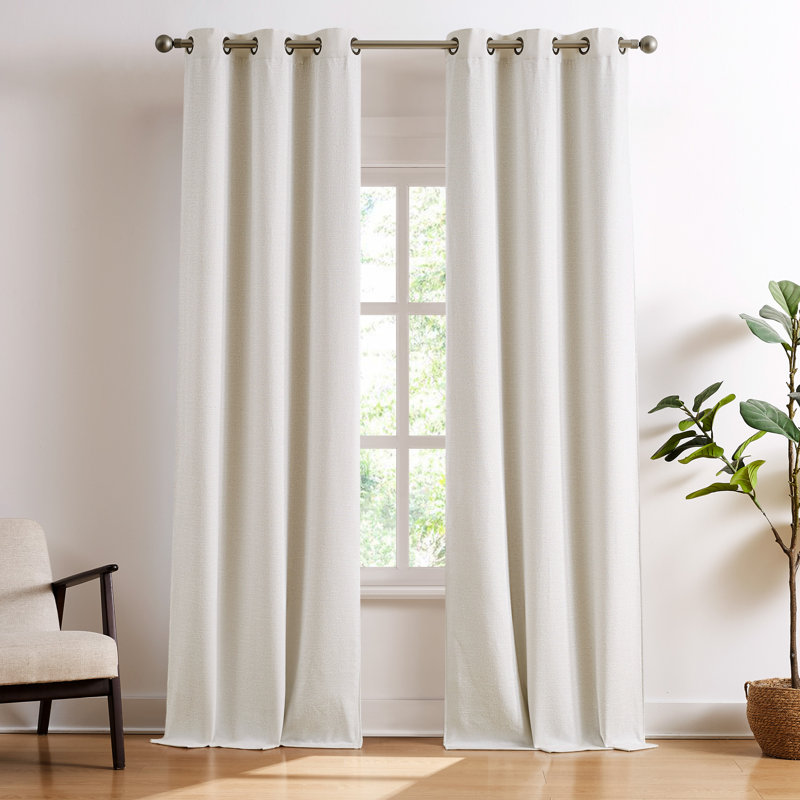Brookstone Alfred Blackout 2-Panel Window Curtain Set, Beige, 38" x 96"