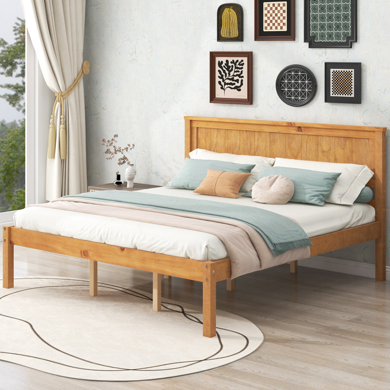 Lit plateforme en bois massif Shauna, Espresso, Grand