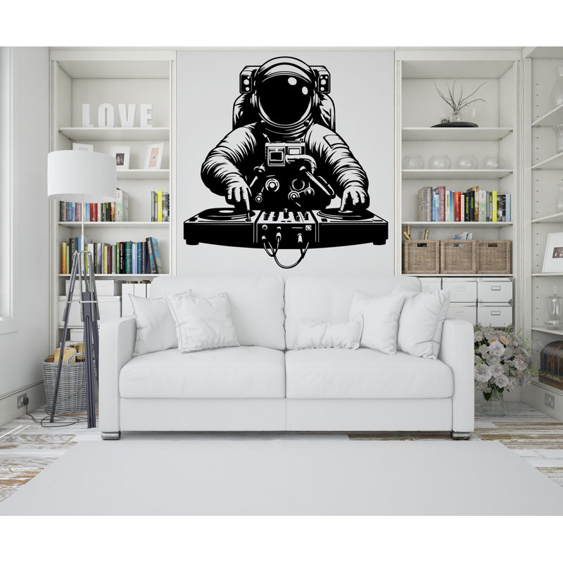 Astronaute dj jouant de la musique, décorations murales astronautes étoiles, espace, H 22 po x l 22 po