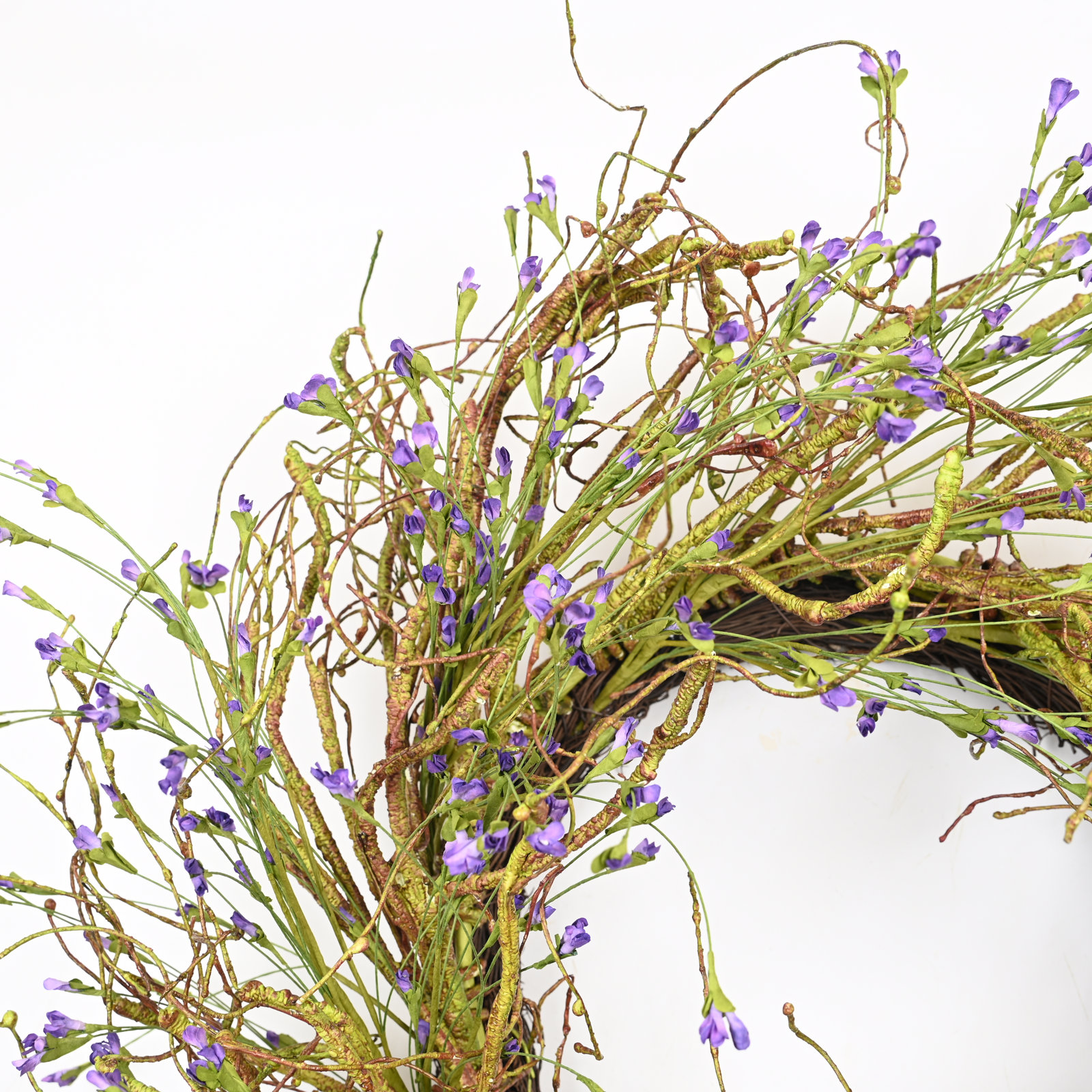 26" Handcrafted Twig, Wildflower No Holiday Wreath, Purple
