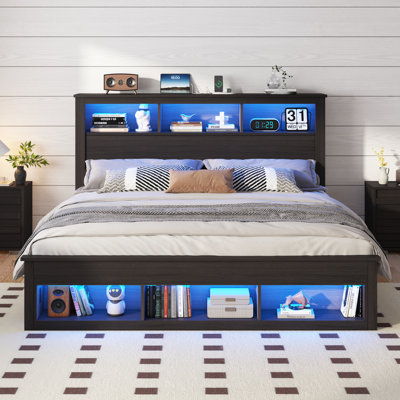 Revan Ivy Bronx Wooden Bed With Storage Headboard&Footboard