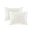 Ensemble d'édredon damassé en coton 3 pièces capitonné blanc cassé / grand-117509100
