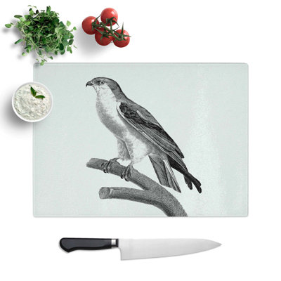 Tempered Glass Black-Winged Kite Bird Chopping Board