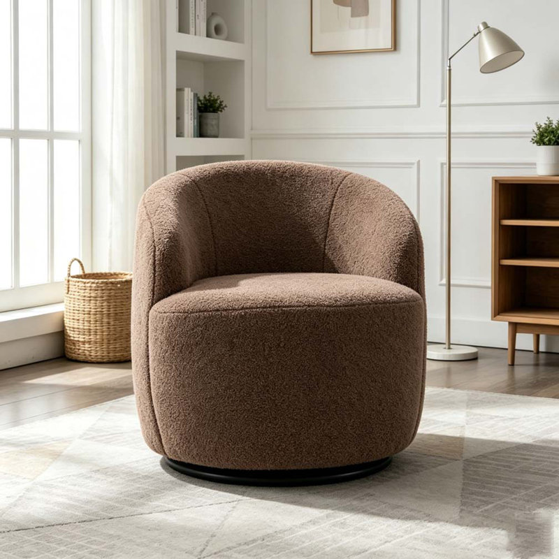 Fauteuil demi-tonneau avec fauteuil Teddy, Brun café