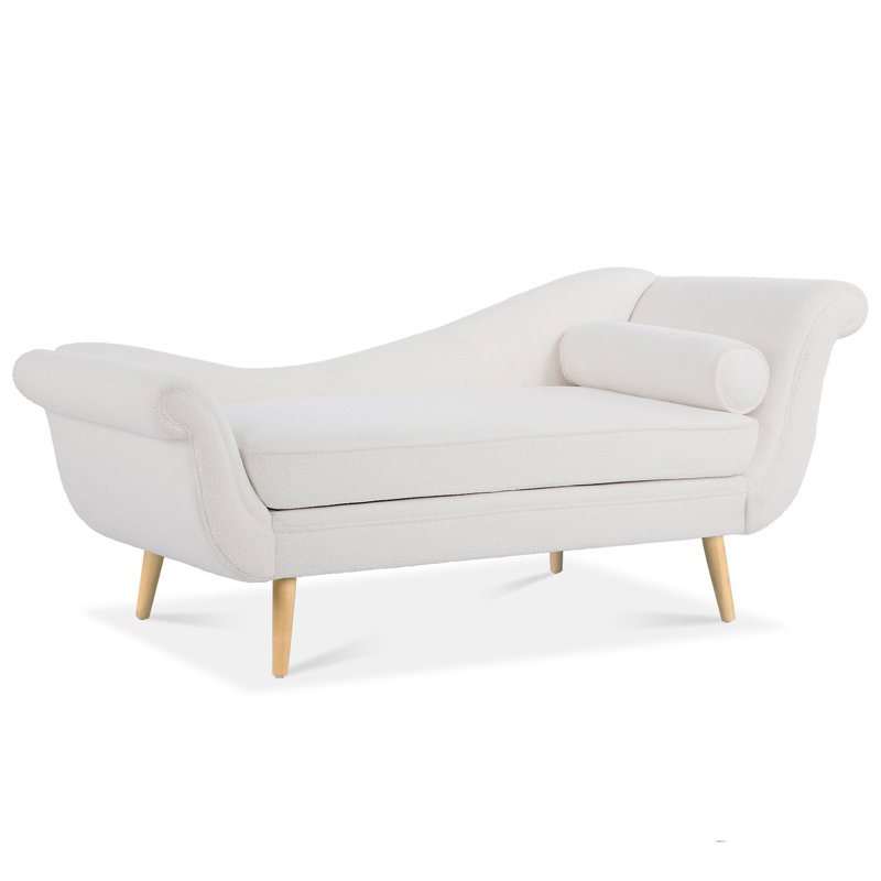 Chaise longue avec accoudoirs à volutes, Blanc
