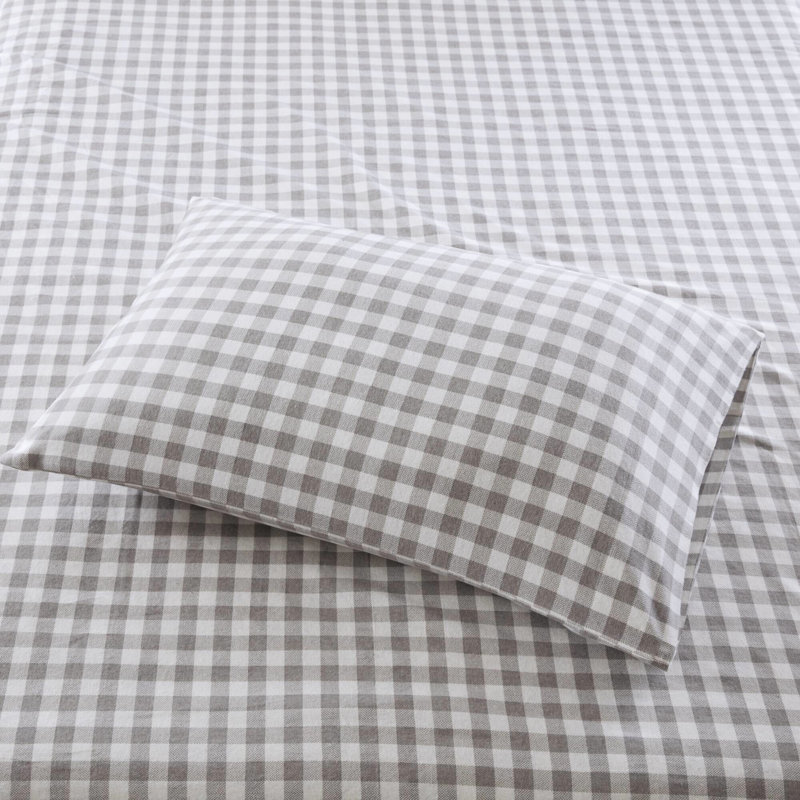 Drap imprimé à carreaux gris à motif de chevrons, 4 pièces, 100% flanelle de coton, doux au toucher, drap-housse élastique, pièces, avec draps et taies d'oreiller, lavable à la machine