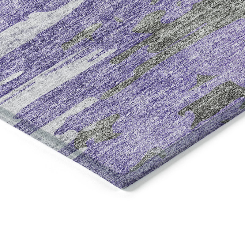Tapis extérieur lavable abstrait ivoire et gris anthracite 5 pi x 8 pi