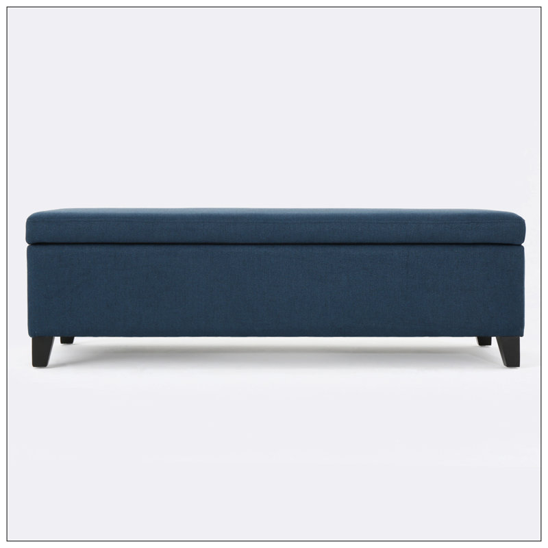 Banc de rangement en tissu Matheo, Bleu marine