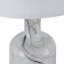 Grande lampe de table en verre tourbillon gris et blanc avec abat-jour en lin, base en métal à l'arrière