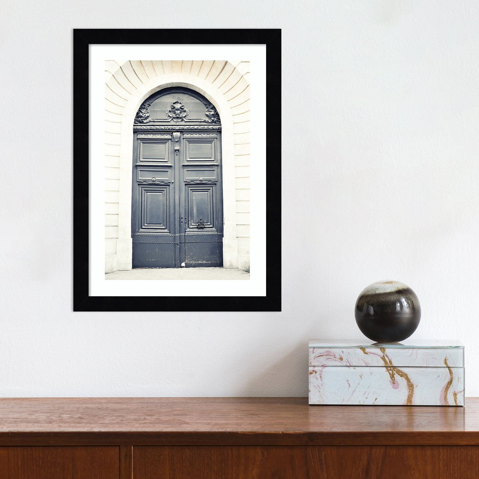 Black Paris Door Photo Print, 15" H x 11" W, Black