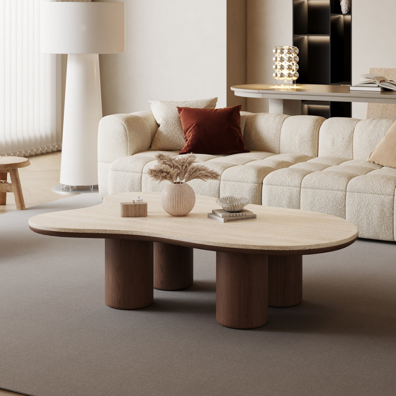 Table basse Masiyah Modern Cloud Living, Jaune clair / brun