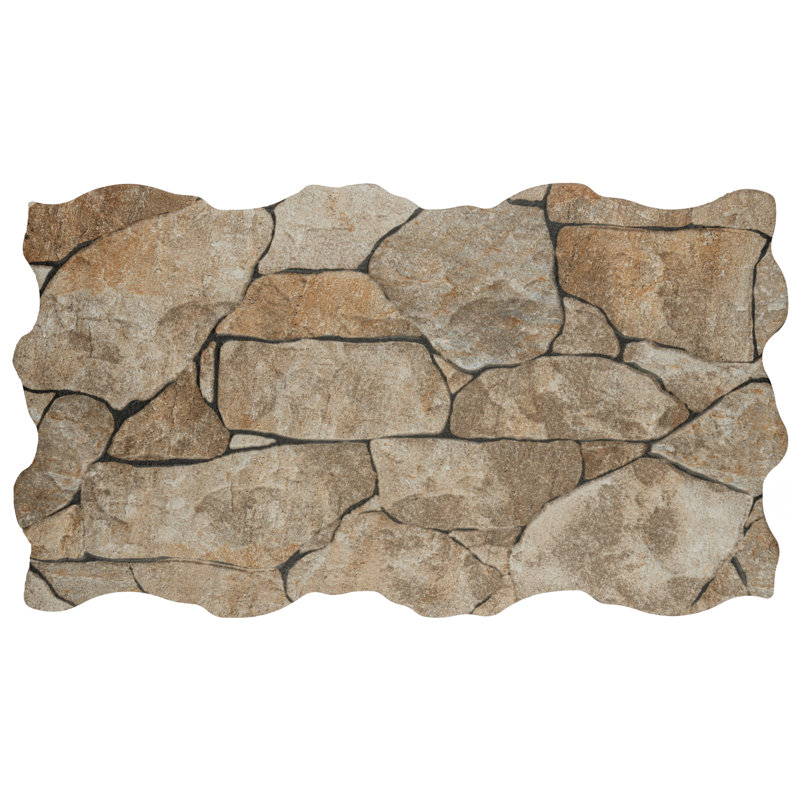 Andorra 10" x 19" Ceramic Stone Look Wall Tile, Brown/Gray