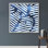 "White Line Art On Blue", reproduction d'art sur toile
