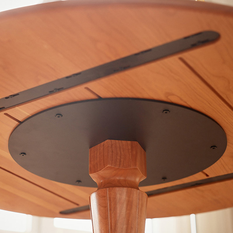 Table ronde rétro en bois massif de cerisier, H 29,13 po x L 39,37 po x l 39,37 po