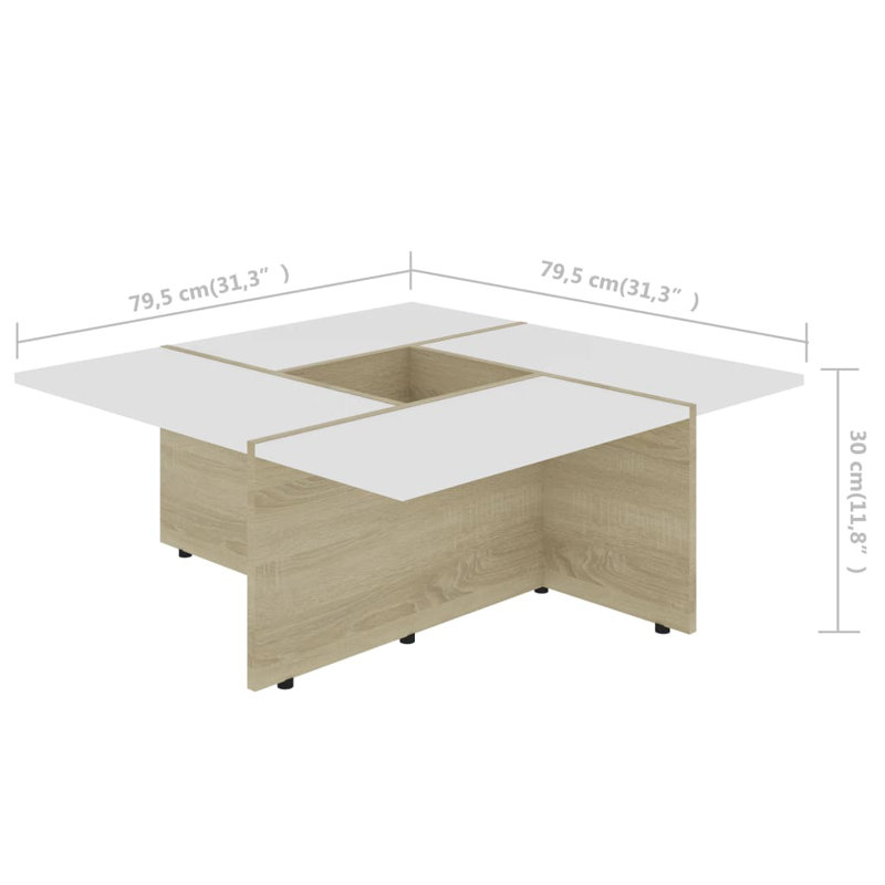 Abdirahin Coffee Table, White/Sonoma Oak