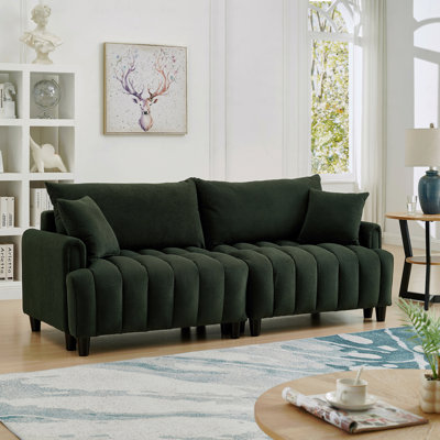 Canapé-lit futon en polyester de 83 po: canapé-lit confortable, 2 coussins carrés, canapé-lit convertible, dossier réglable