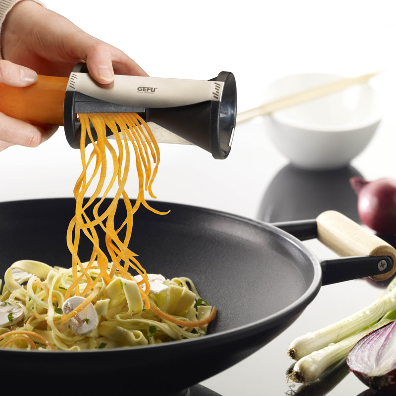 Compact Black Stainless Steel Vegetable Spiralizer and Chopper