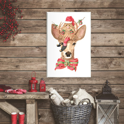 Plaque murale Elf sur le cerf du père Noël, design par Nancy Overton