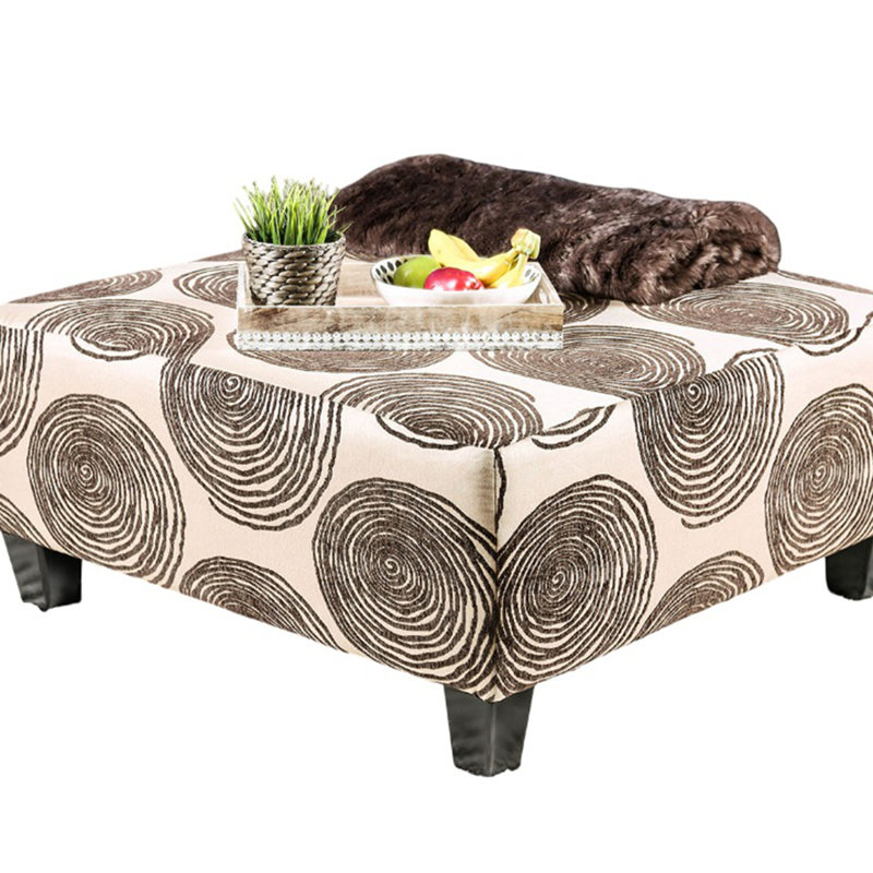 Repose-pieds carré de style transitionnel, Brun