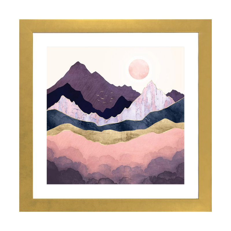 Mauve brume - imprimé, Encadré en papier doré, H 16 po x l 16 po x p 1 po