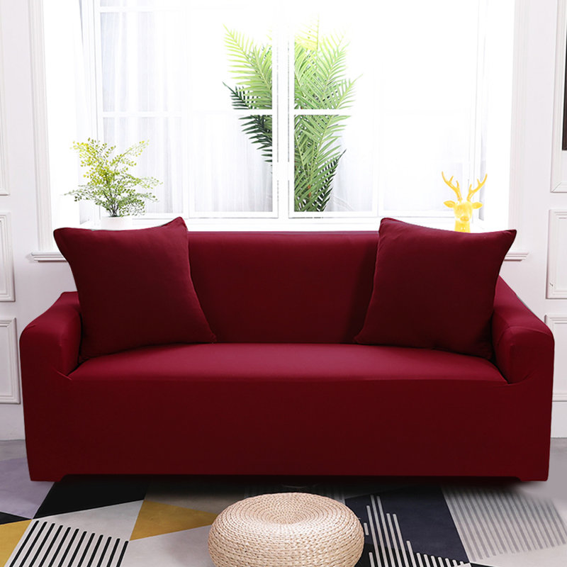 Housse pour canapé extensible 3 places, H 45 po x l 118 po x P 30 po, Mélange de polyester bourgogne