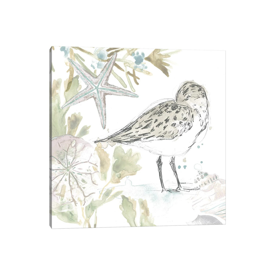 Seaside Sandpipers I by June Erica Vess - Wrapped Canvas Gallery-Wrapped Canvas Giclée