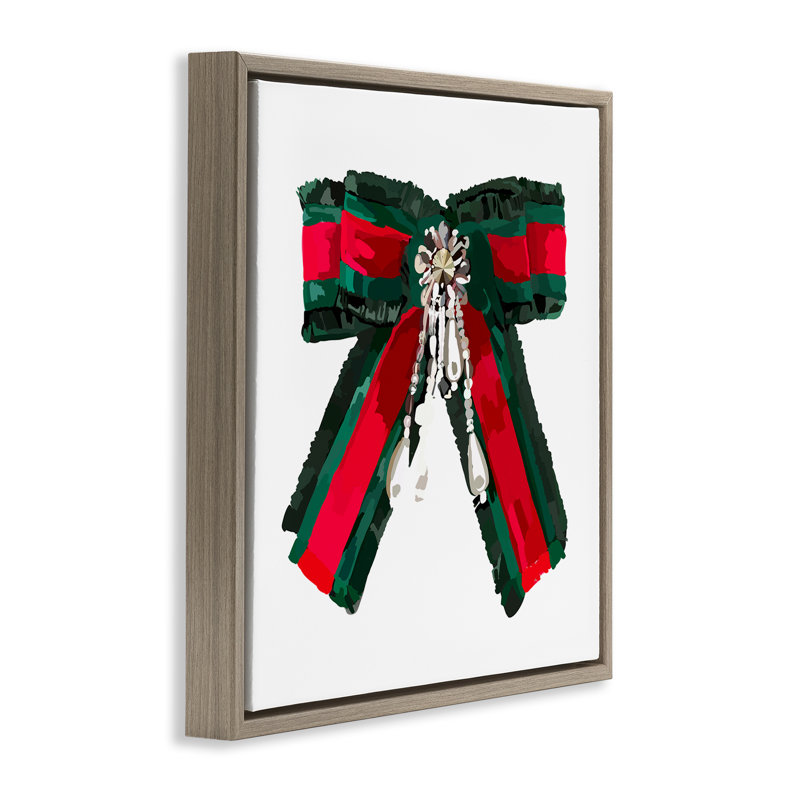 Toile flottante encadrée verte et rouge par Amelia Noyes, Cadre flottant orme Montalcino, H 18 po x l 18 po