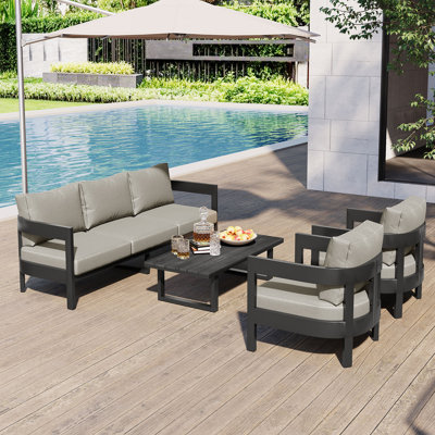 Dillon 4-Piece Outdoor Conversation Set with Thick Cushions for Ultimate Comfort