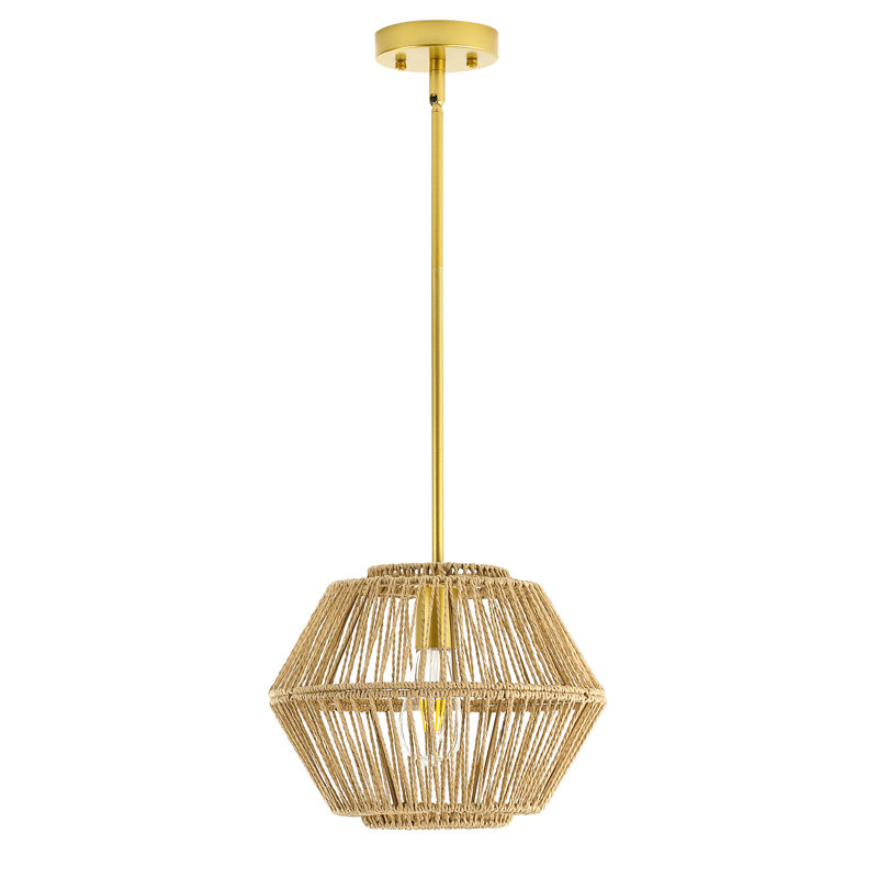 Lustre de salle à manger à 1 lumière en rotin Katya