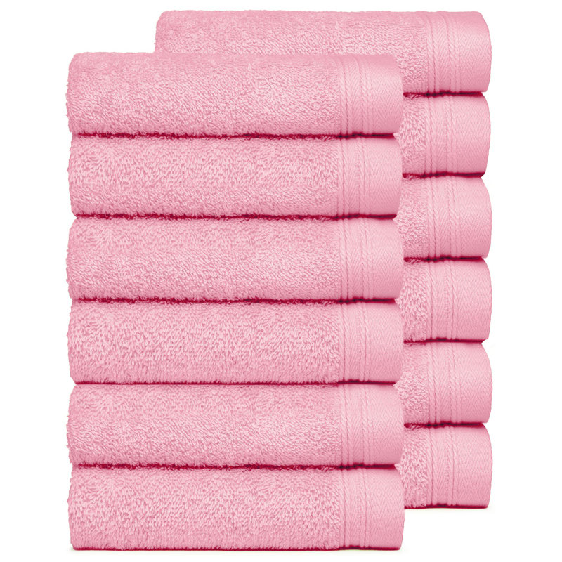 Ensemble de serviettes essuie-mains 100% coton 4 pièces Kendra, Rose rose, 12
