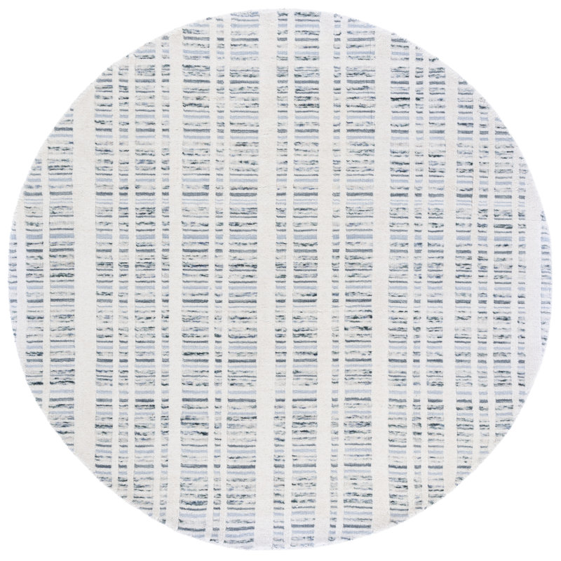 Fanechka 651 Area Rug In Teal / Ivory, Round 6'