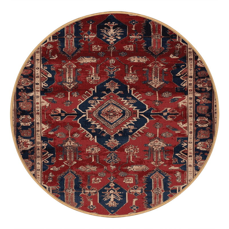 Machine Washable Persian Brown Area Rug, Round 3'