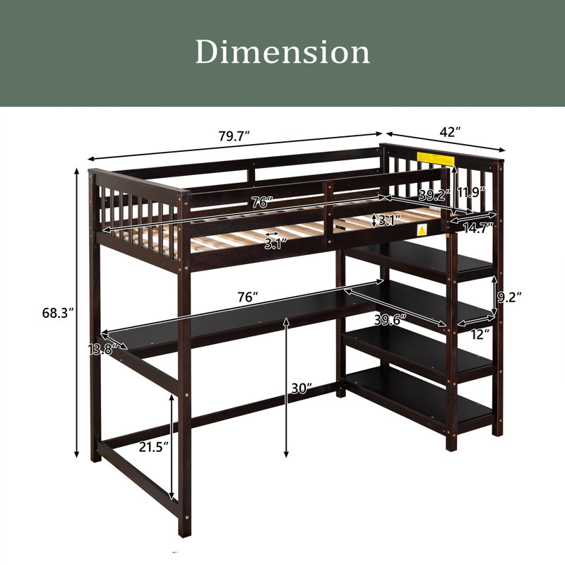 Gorgias Kids Twin Loft Bed, Espresso