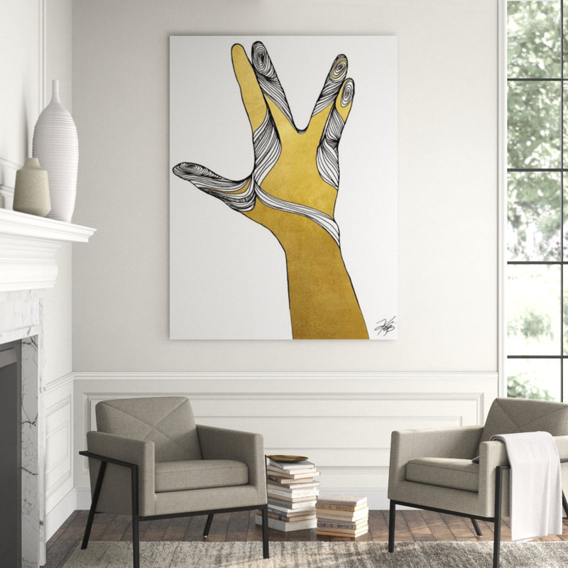 Sign Language VIII Print by Kelli Ellis, 32" H x 24" W x 1.5" D, Gilded Gold
