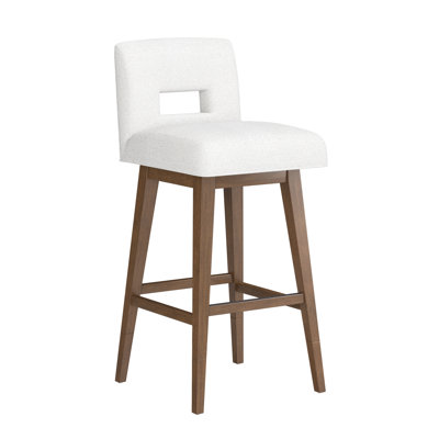 Tabouret pivotant à dossier clé en bois et tissu d'ameublement