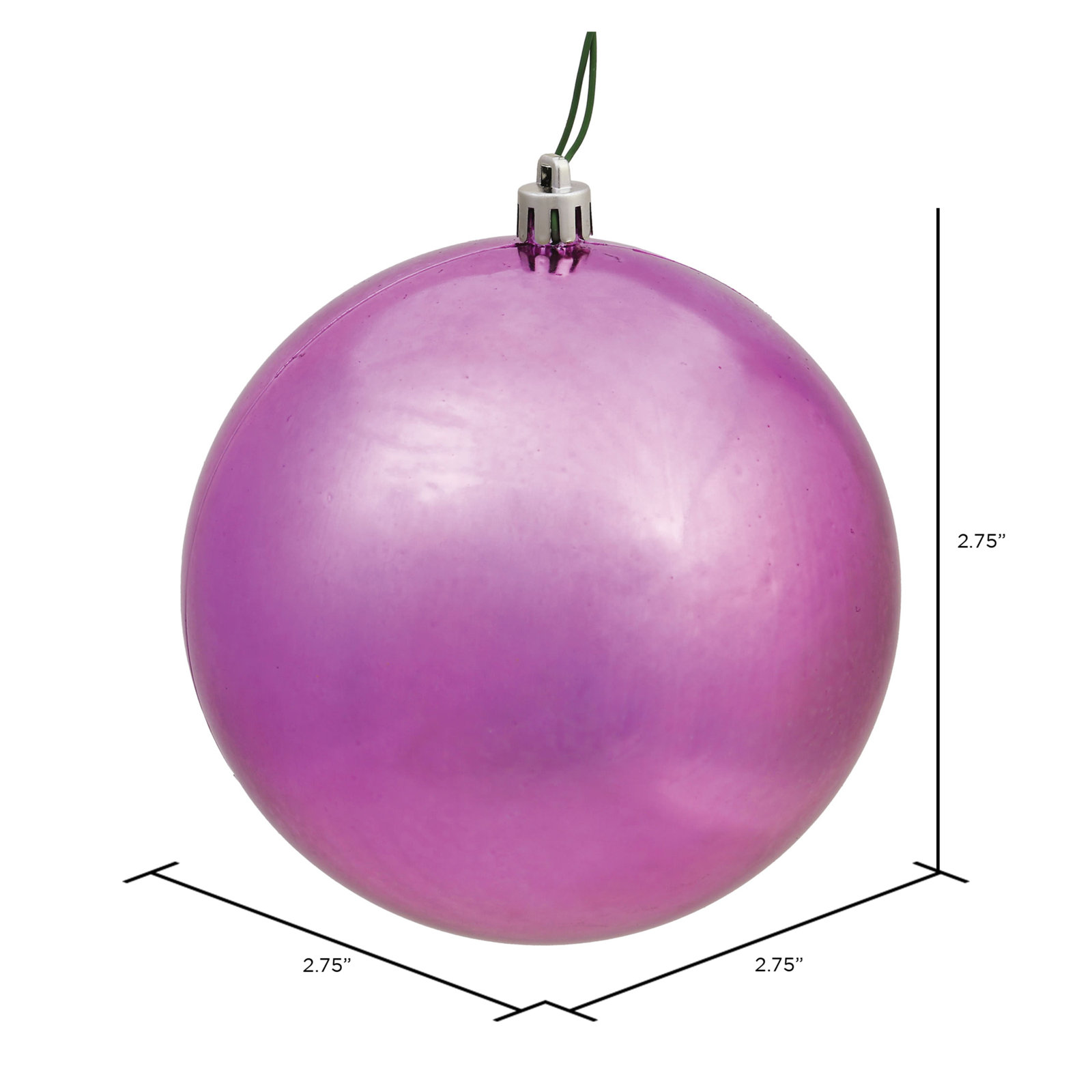 Holiday Décor Ball Ornament, 2.75" H x 2.75" W x 2.75" D, Mauve
