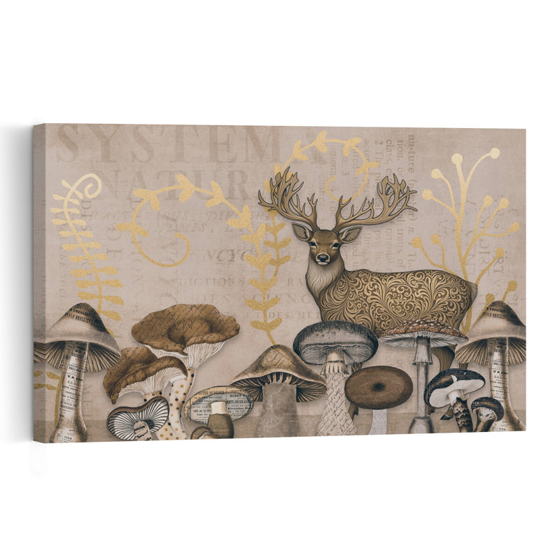 Affiche murale vintage représentant un cerf des bois, élégante et rustique, avec un cerf de la forêt et la nature.