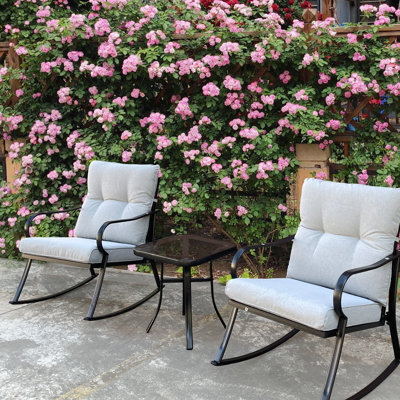 Rocker Chair And Patio - , Soft Cushions, Stable Metal For Backyard Outdoor Construction Pool