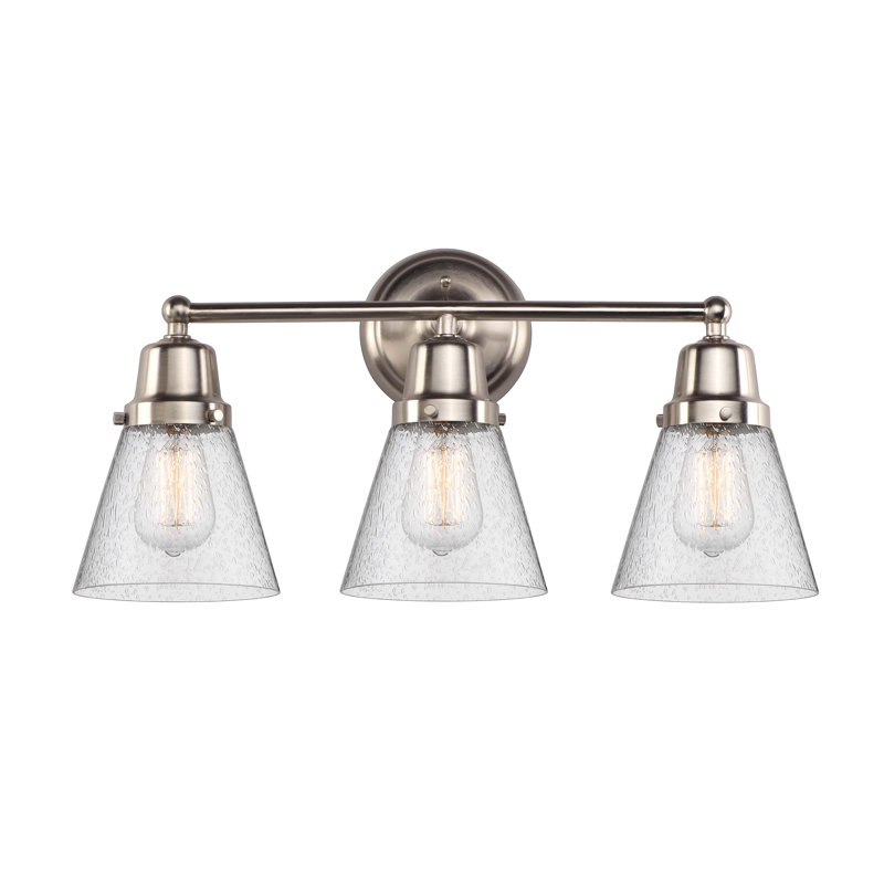 Éclairage pour salle de bain 3 lumières Aness Cone, Nickel satiné brossé, Grainé, Incandescent