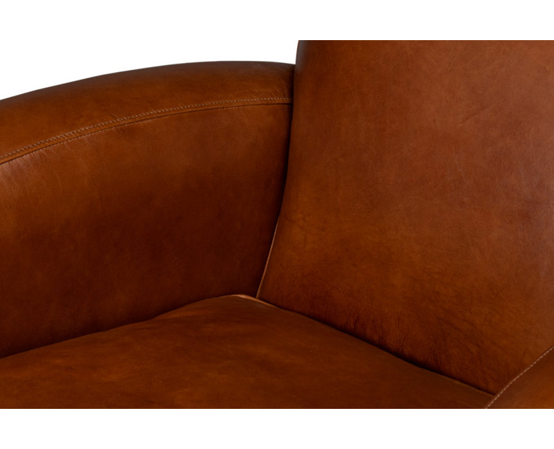 The Taft 32" W Top Grain Leather Swivel Club Chair, Brown Genuine Leather