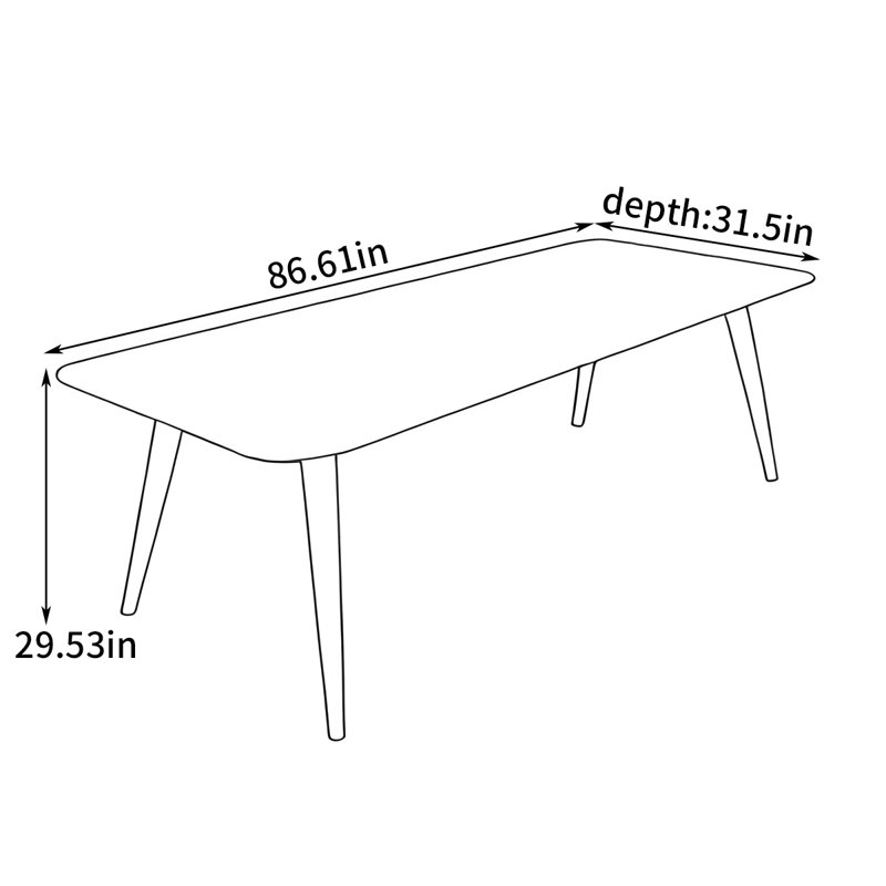 Nordic-style spacious dining table, 29.53"H x 86.61"L x 31.5"W