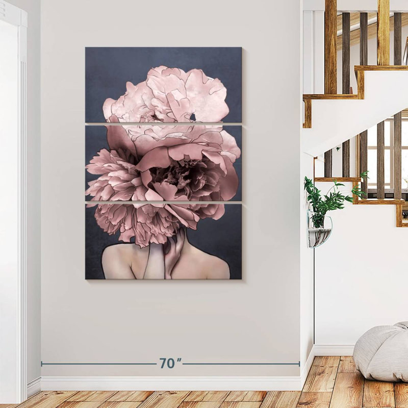 «Peony Lady Peony VIII», ensemble de 3 reproductions sur toile par Shawn's Illusions, H 74 po x l 48 po x P 1,25 po