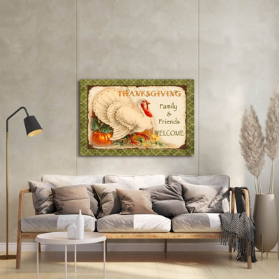 «Vintage Thanksgiving A» par Jean Plout, art mural en verre acrylique, 36 po x 24 po