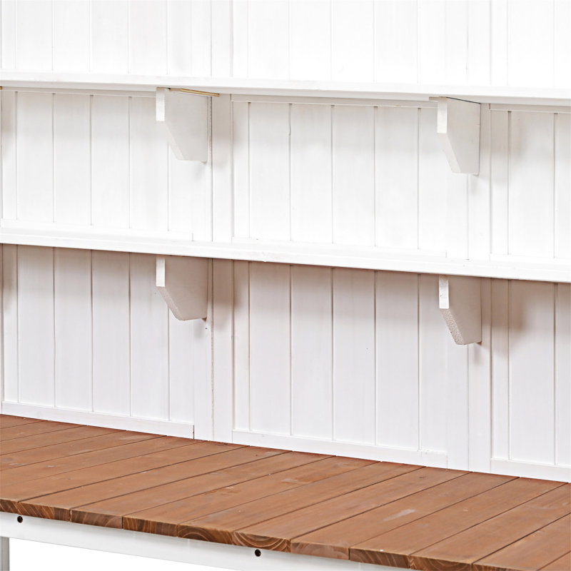 Table de plantation d'extérieur avec huche, Blanc