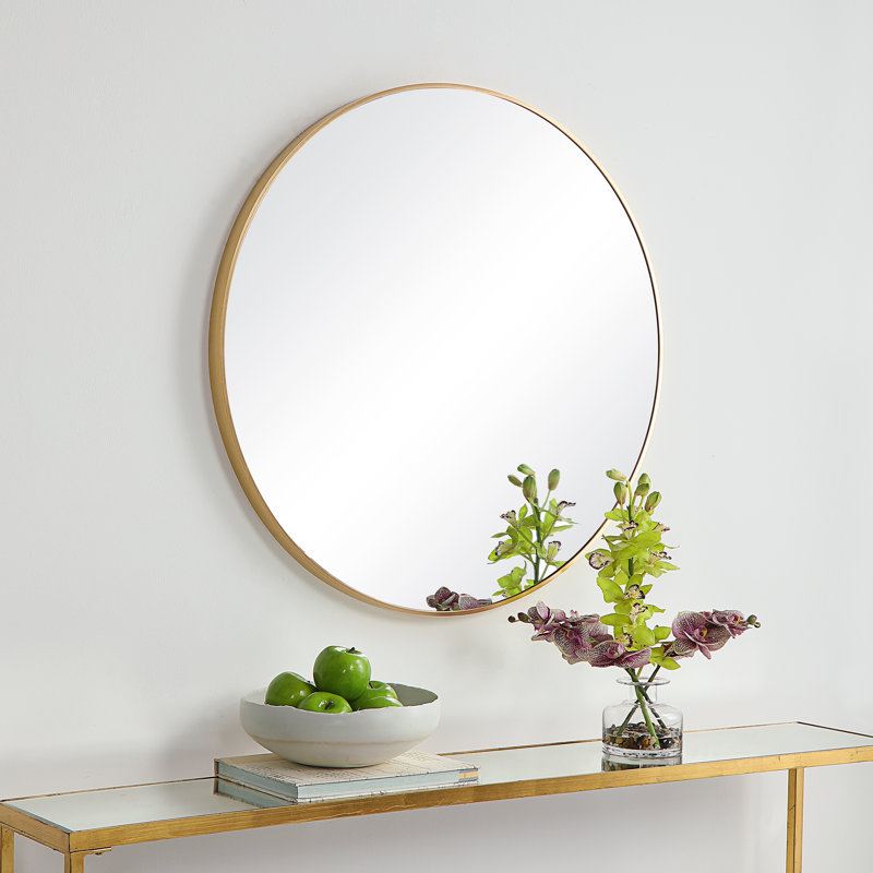 Avon Metal Round Wall Mirror, Gold, 30" x 30"